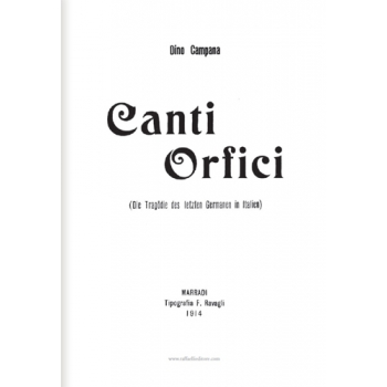 Canti Orfici frontespizio